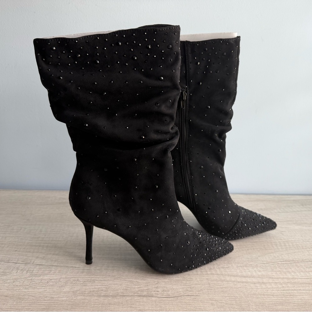 Thalia Sodi Women's Raquell Slouch Pointed-Toe Embellished Dress Boots Size 7.5